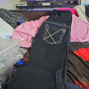 Elegant Black Women's Jeggings with Gold Accents